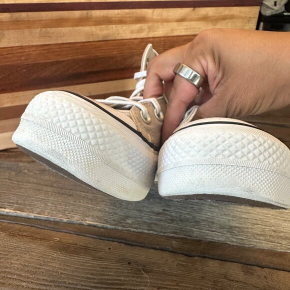 Converse Chuck Taylor High Top Sneaker Beige Grey Womens Size 5 Canvas Upper - Picture 6 of 7